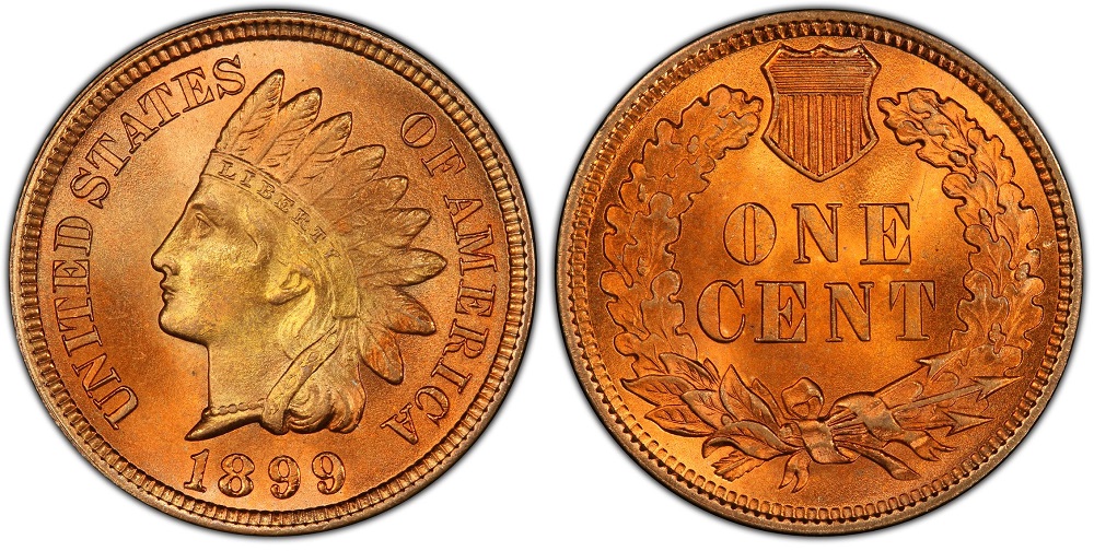 1899 Indian Head penny Misplaced Date error showing a phantom digit impression in the coin field near Liberty
